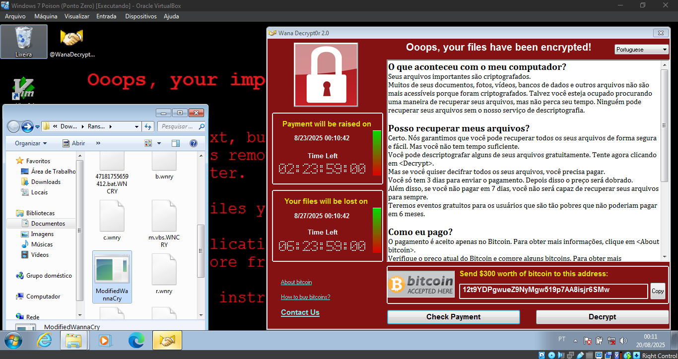 System infected by the WannaCry Ransomware